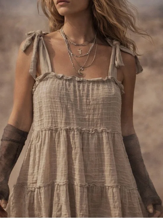 Altar’d State Sage Green Tiered Sundress Small | Boho Western Desert Dream - Picture 3 of 12